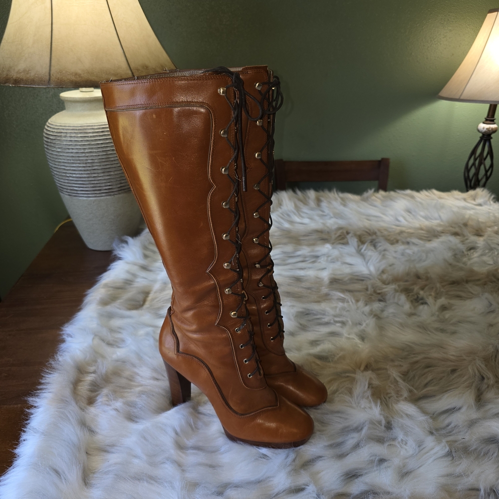Michael Kors MICHAEL Roslyn 5 Inch Heel Lace Up Boots - Picture 3 of 13
